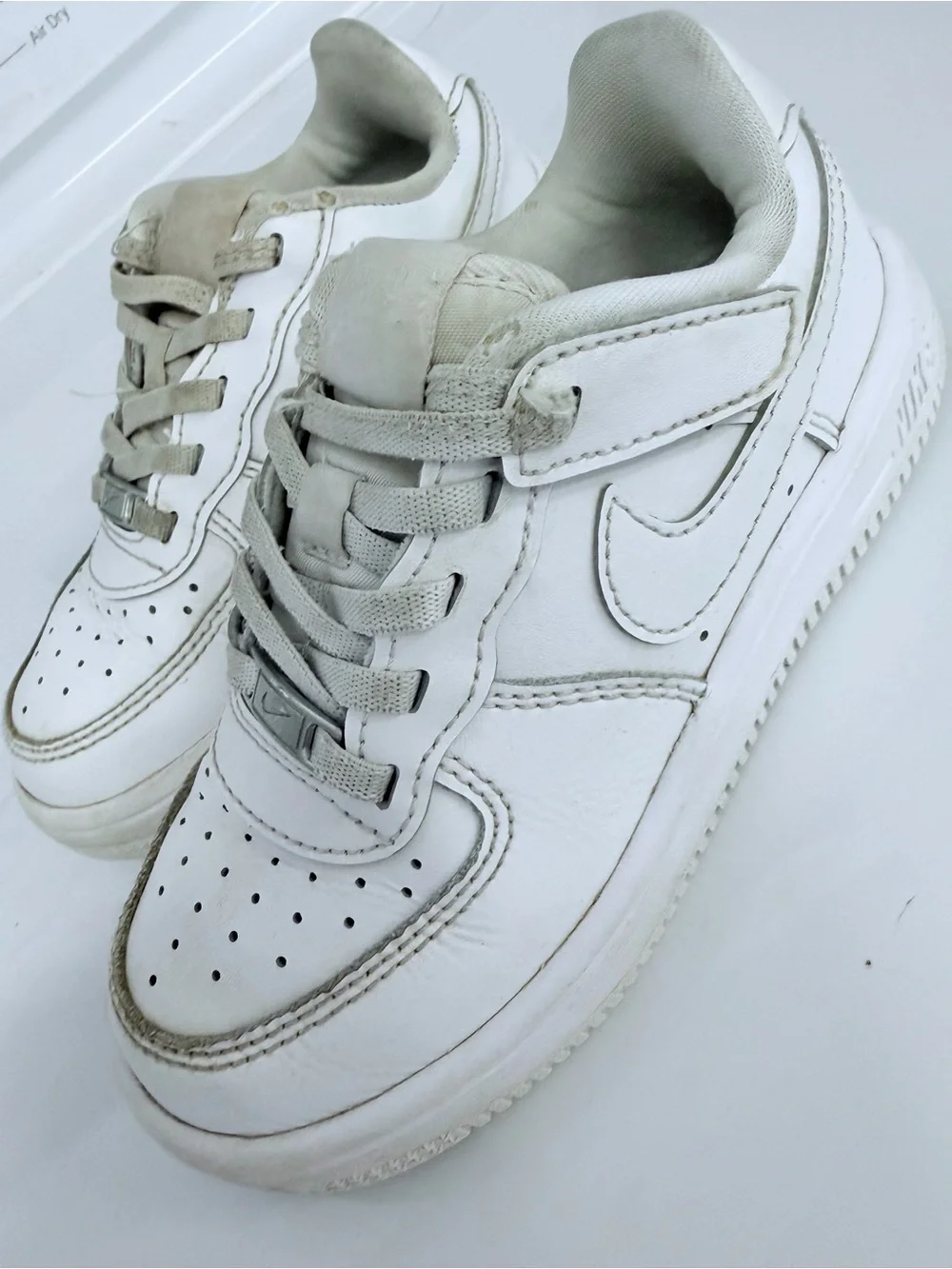 Nike Air Force 1 AF1 White Leather Sneakers Size 11C - toddler